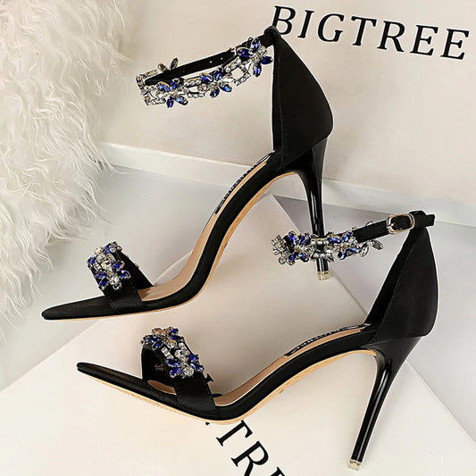 Lily Open Toe Rhinestone High Heels