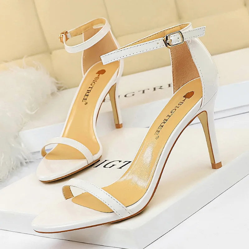 Jessica Faux Leather Open Toe Heel