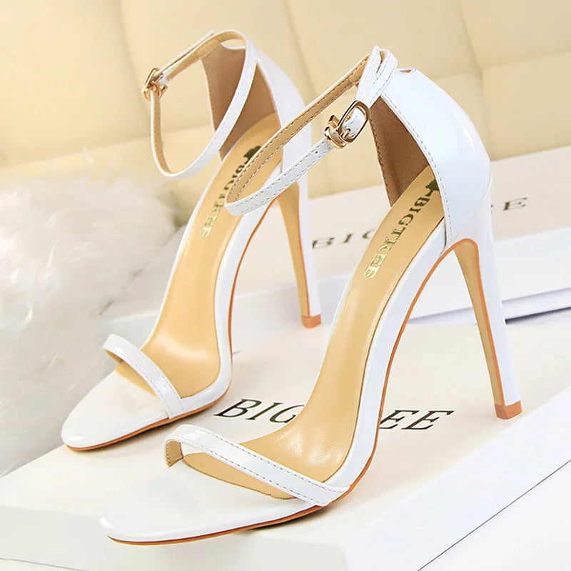 Jessica Faux Leather Open Toe Heel