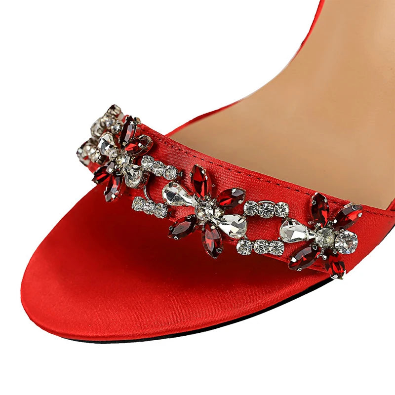 Lily Open Toe Rhinestone High Heels