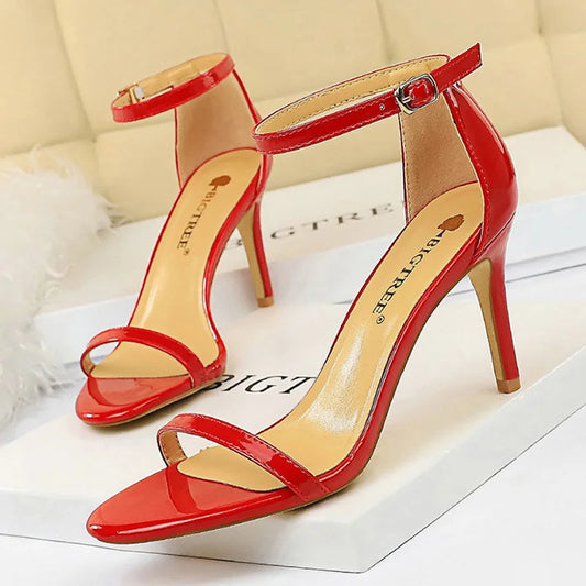Jessica Faux Leather Open Toe Heel