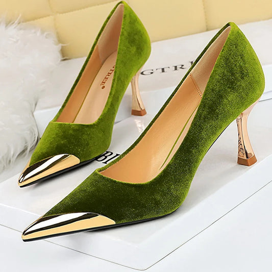 Metal Pointed Women Pumps