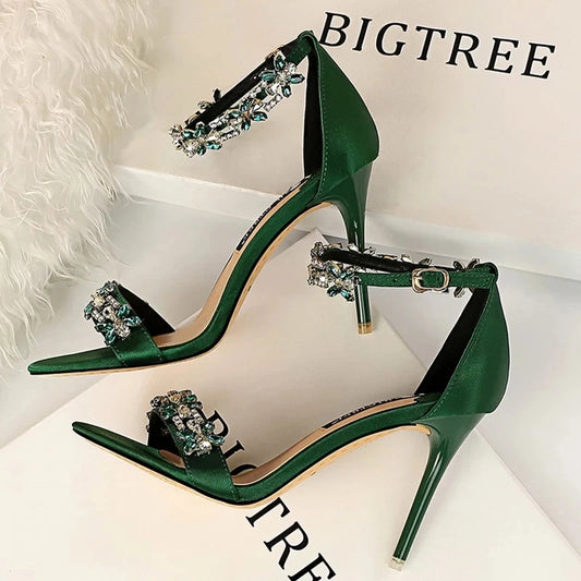 Lily Open Toe Rhinestone High Heels